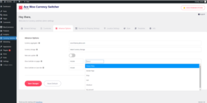 Aco Currency Switcher settings 