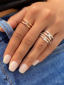 multi-row diamond band